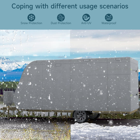 Camper Cover 27'-30' Travel Trailer RV Cover Windproof Extra Thick with Adhesive Repair Patches
