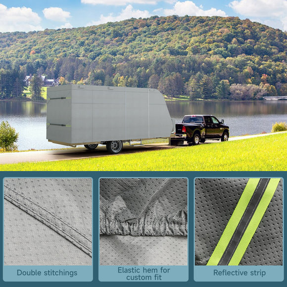 Camper Cover 27'-30' Travel Trailer RV Cover Windproof Extra Thick with Adhesive Repair Patches