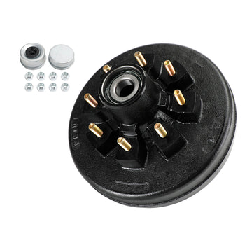 Pre-Greased Trailer Hub & Drum Assembly for 5.2K-7K Axles - 12'' 8 on 6.5 Heavy-Duty & Ready to Install - 0