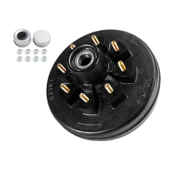 Pre-Greased Trailer Hub & Drum Assembly for 5.2K-7K Axles - 12'' 8 on 6.5 Heavy-Duty & Ready to Install