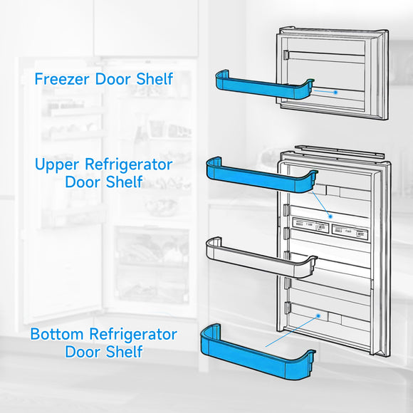 Refrigerator Door Shelf Kit Replacement for Dometic Refrigerator Freezer/Upper/Bottom Door Shelf 29325760166