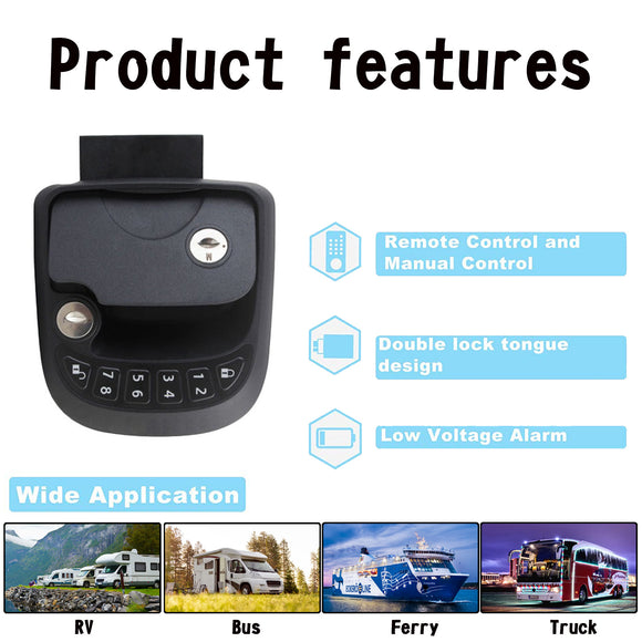 Door Lock Compact Keyless Entry Keypad ship Trailer w/ Remote Lock Accessories