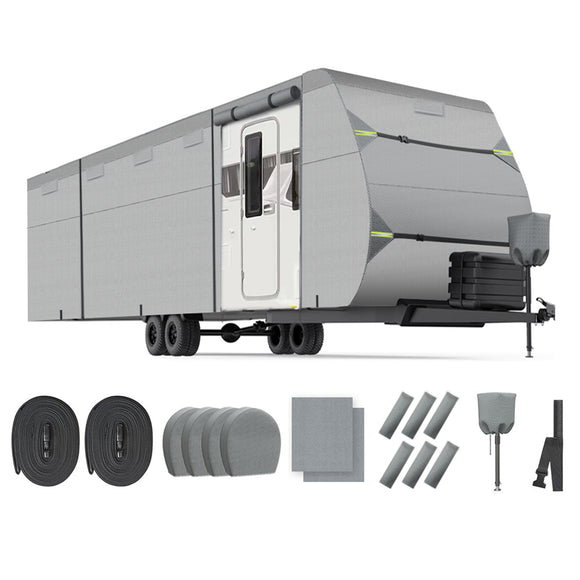 Camper Cover 27'-30' Travel Trailer RV Cover Windproof Extra Thick with Adhesive Repair Patches