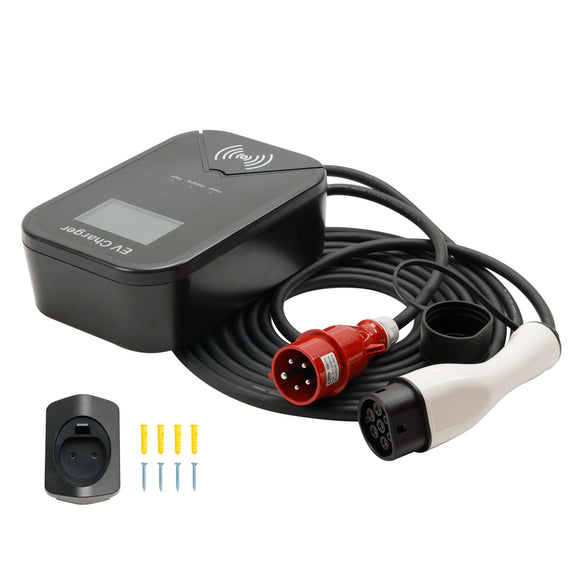Type 2 EV Charger Station 32A 22KW 3-Phase Wallbox CEE Plug App Control High Efficiency