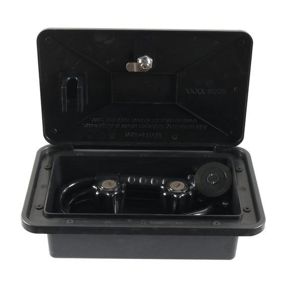 Black External Caravan RV Shower Box Kit Exterior Faucet Camper Trailer Boat