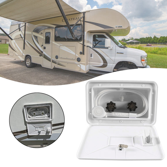 White External Caravan RV Shower Box Kit Exterior Faucet Camper Trailer Boat