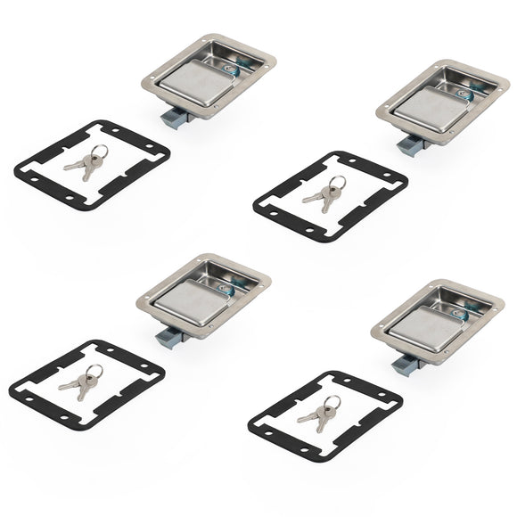 4×Edelstahl-Paddelriegel 5,5"*4,25" & Schlüssel für Werkzeugkastenschloss RV Caravan