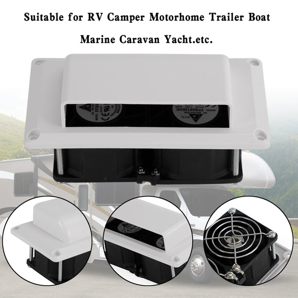 12V Side Air Cooling Blower Fan RV Boat Caravan Vent Exhaust Ventilation White