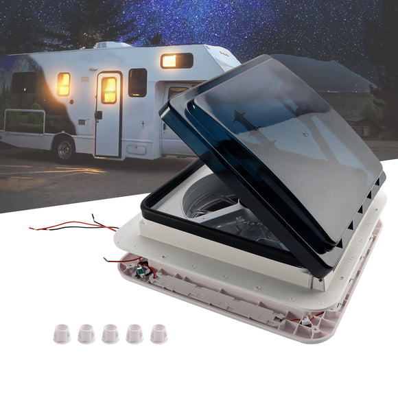 11" RV Caravan Roof Vent RV Fan 12V Skylight W/ Light Forward and reverse motor