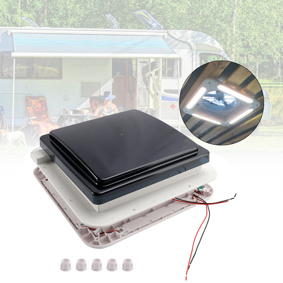11" RV Caravan Roof Vent RV Fan 12V Skylight W/ Light Forward and reverse motor