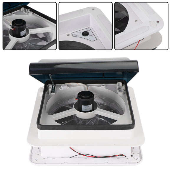 12V Manual RV Roof Vent with 14" Fan and LED Light providing Efficient Air Ventilation