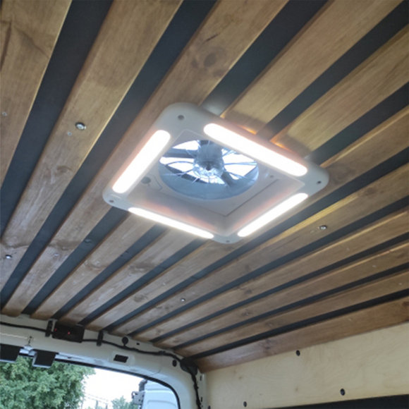 12V Manual RV Roof Vent with 14" Fan and LED Light providing Efficient Air Ventilation