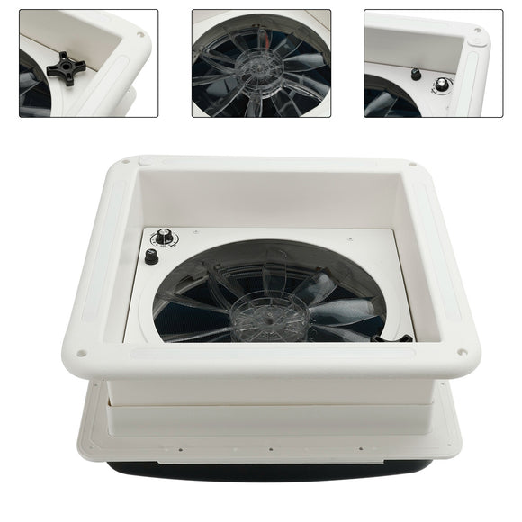 3-Speed Motor RV Fan 12V Skylight With LED Light 14" RV Caravan Roof Vent