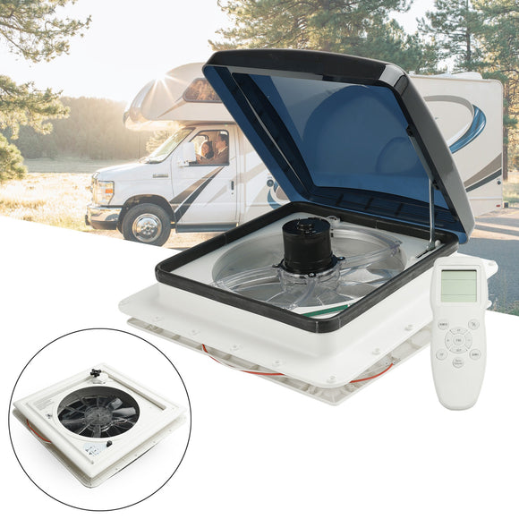 15.75" Caravan Roof Vent Fan 12V Skylight with Remote Control and 10 Speeds