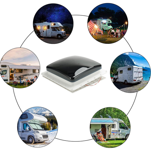 15.75" Caravan Roof Vent Fan 12V Skylight with Remote Control and 10 Speeds