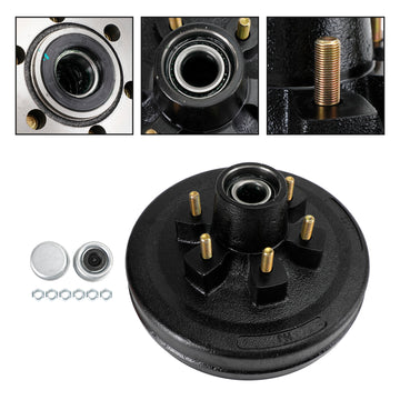 5.2&6K Axles-12"-6 on 5-1/2-Pre-Greased Grease Trailer Hub and Drum Assembly - 0