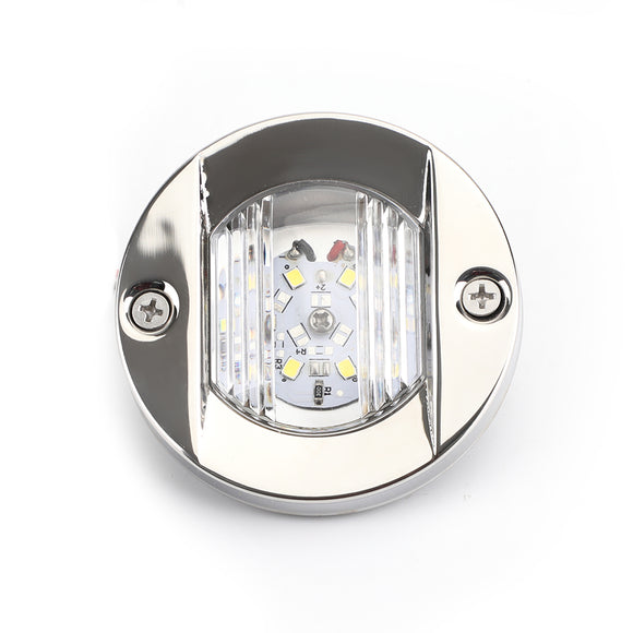 2PCS LED Marine Boat Yacht Transom Chrome Anchor Stern Light Round 2835-SMD 12V