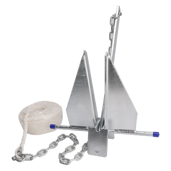 Hot-Dipped Boat Anchor Kit 13Lbs Sliding Anchor & Rope Set Silver Fits For Boat