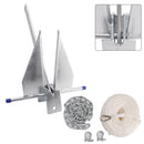 Hot-Dipped Boat Anchor Kit 13Lbs Sliding Anchor & Rope Set Silver Fits For Boat-2