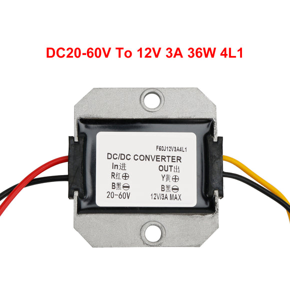 WaterProof DC20-60V To DC12V 3A 36W Step Down Power Converter Regulator