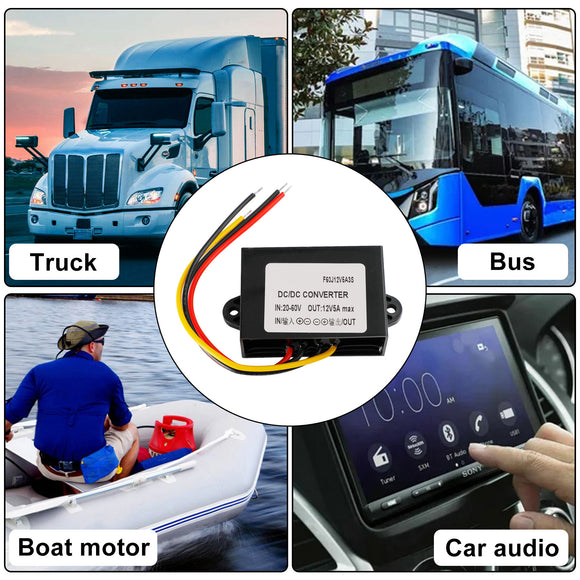 Waterproof Buck Step Down Converter DC20-60V to DC12V 5A Car Power Module