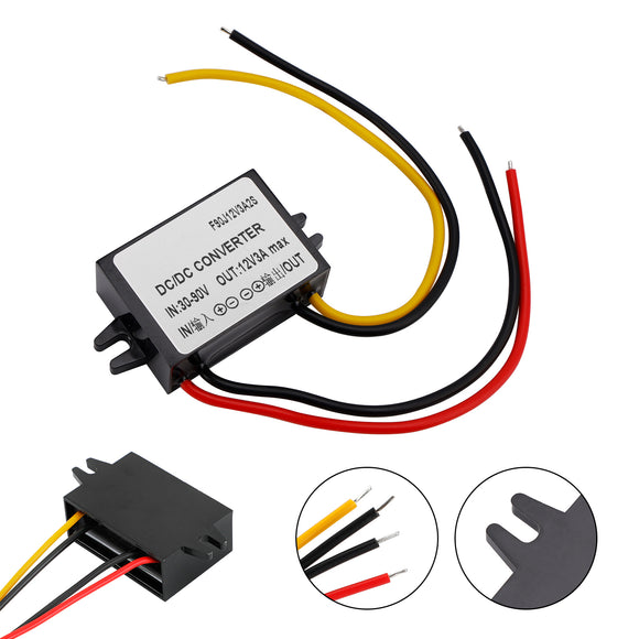 Waterproof Buck Step Down Converter DC30-90V to DC12V 3A Car Power Module
