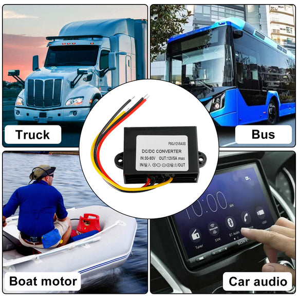Waterproof Buck Step Down Converter DC30-90V to DC12V 5A Car Power Module