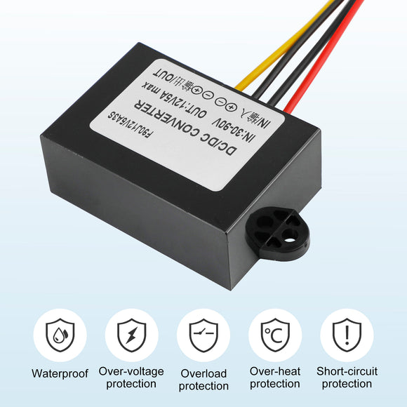 Waterproof Buck Step Down Converter DC30-90V to DC12V 5A Car Power Module