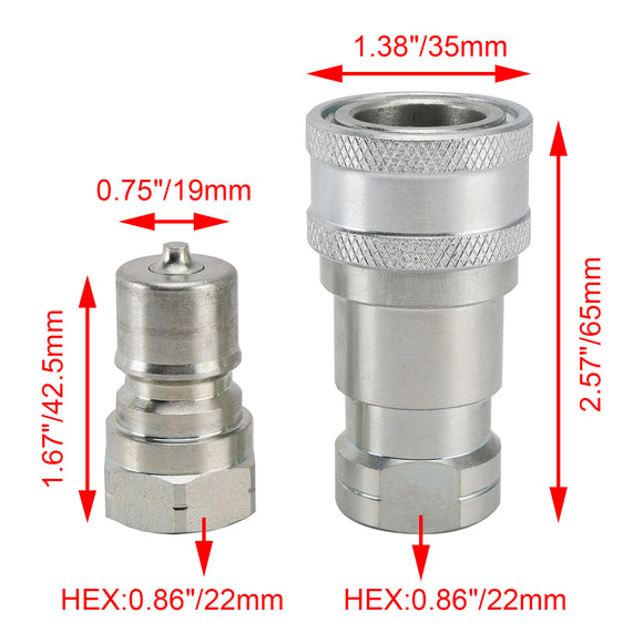 3/8Inch NPT ISO 7241-B Quick Disconnect Hydraulic Couplings / Couplers