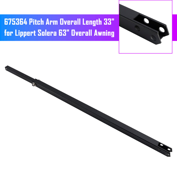 675364 Pitch Arm Overall Length 33Inch for Lippert Solera 63Inch Overall Awning