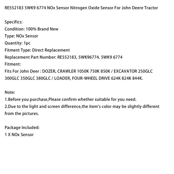 RE552183 5WK9 6774 NOx Sensor Nitrogen Oxide Sensor For John Deere Tractor