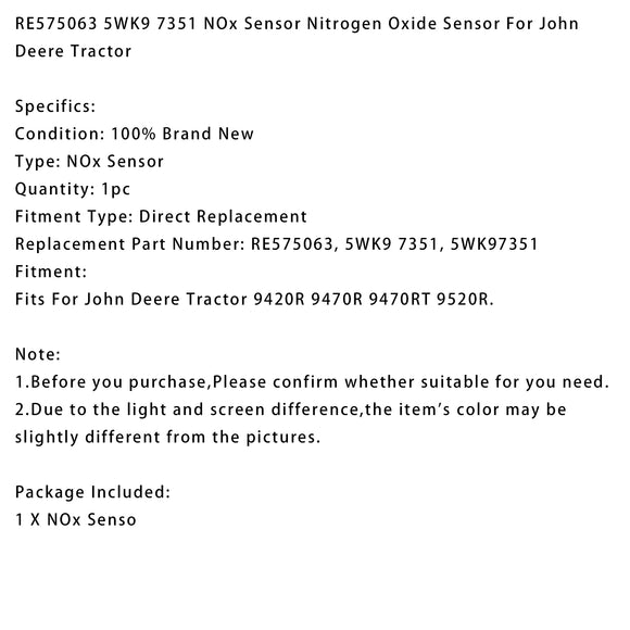 RE575063 5WK9 7351 NOx Sensor Nitrogen Oxide Sensor For John Deere Tractor