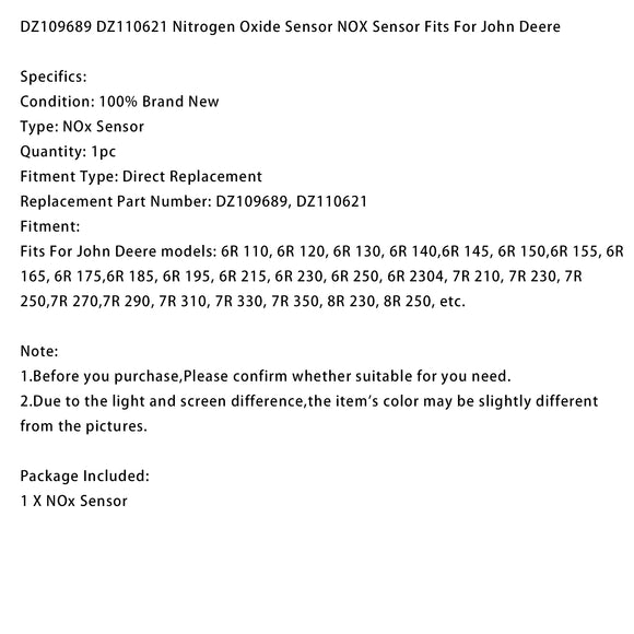 DZ109689 DZ110621 Nitrogen Oxide Sensor NOX Sensor Fits For John Deere