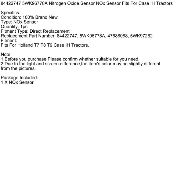 84422747 5WK96778A Nitrogen Oxide Sensor NOx Sensor Fits For Case IH Tractors