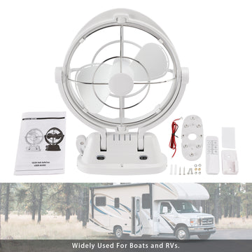 12V/24V Auto-Sensing RV & Boat Fan – Low Power Draw, White