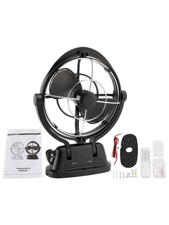 12V/24V Auto-Sensing Low-Power Draw Fan For Boats and RV Black