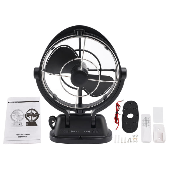 12V/24V Auto-Sensing Low-Power Draw Fan For Boats and RV Black