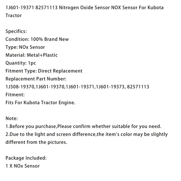 1J601-19371 82571113 Nitrogen Oxide Sensor NOX Sensor For Kubota Tractor