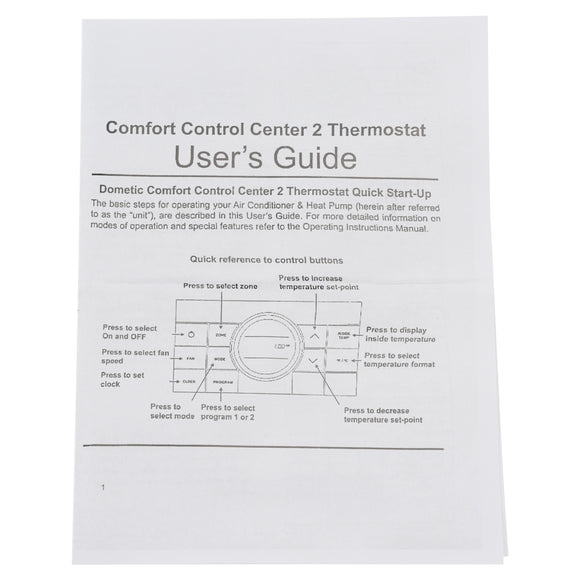 314082.011 RV Thermostat Multi-Zone Comfort Center For Dometic CCC2 457915