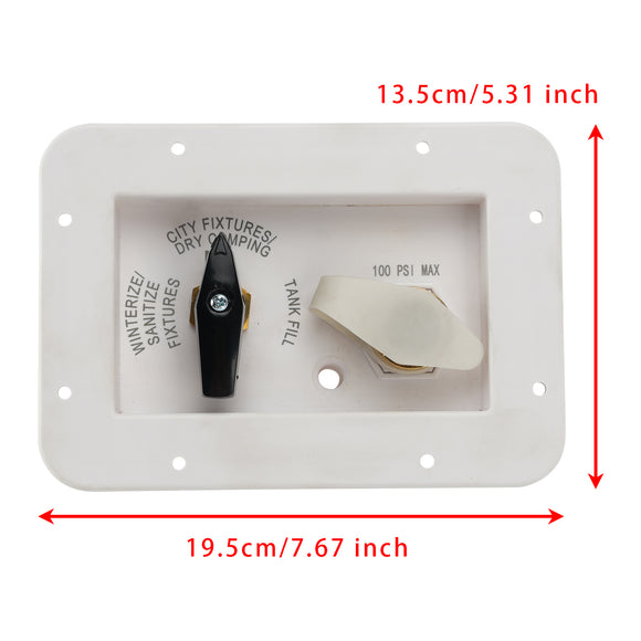 RV motorhome, camper and trailer fresh water system tank filling and maintenance applications RV Water Service Panel Brass Valve MANRV101-RF