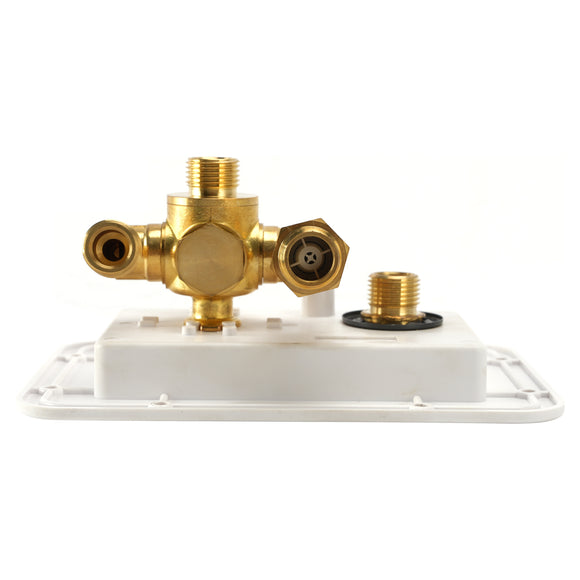 RV motorhome, camper and trailer fresh water system tank filling and maintenance applications RV Water Service Panel Brass Valve MANRV101-RF