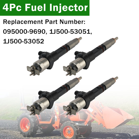 4Pcs 095000-9690 1J500-53051 1J500-53050 1J50053052 Fuel Injector For Kubota