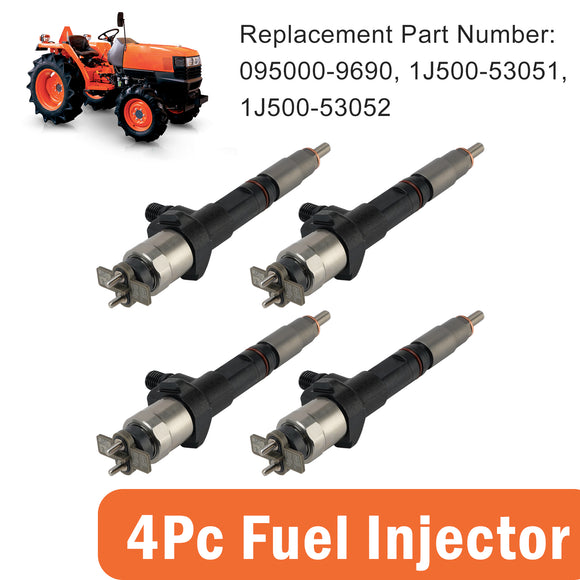 4Pcs 095000-9690 1J500-53051 1J500-53050 1J50053052 Fuel Injector For Kubota