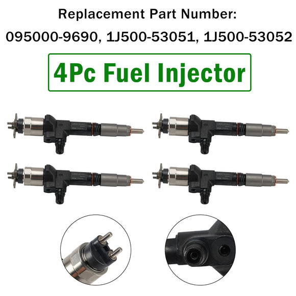 4Pcs 095000-9690 1J500-53051 1J500-53050 1J50053052 Fuel Injector For Kubota