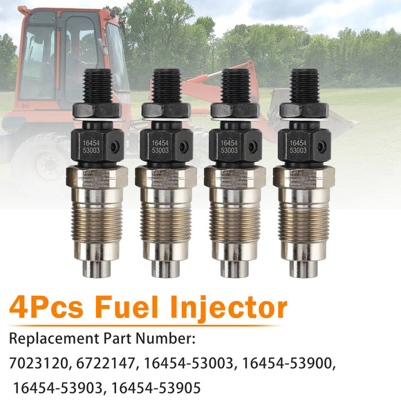 Kubota Excavator(s): KX1212 S SERIES, KX1212, KX1213, KX1213S, KX1213ST, KX1612(S SERIES), KX1612, KX1613, KX1613S, KX1613ST, U45S, U45ST 4Pcs 16454-53905 16454-53903 Fuel Injector