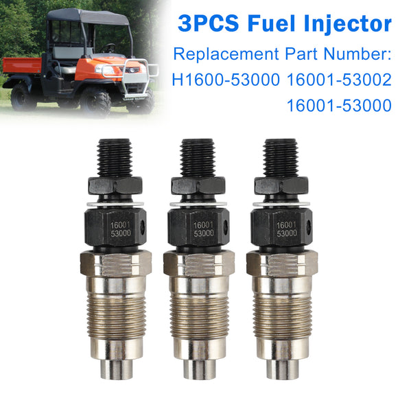3PCS Fuel Injector For Kubota D722 H1600-53000 16001-53002 16001-53000