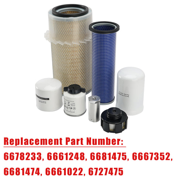 Bobcat A300, S250, S300, S330, T250, T300, T320 Skid Steer Loader. 7PCS Maintenance Filter Kit