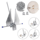 Hot-Dipped Boat Anchor Kit 13Lbs Sliding Anchor & Rope Set Silver Fits For Boat-4