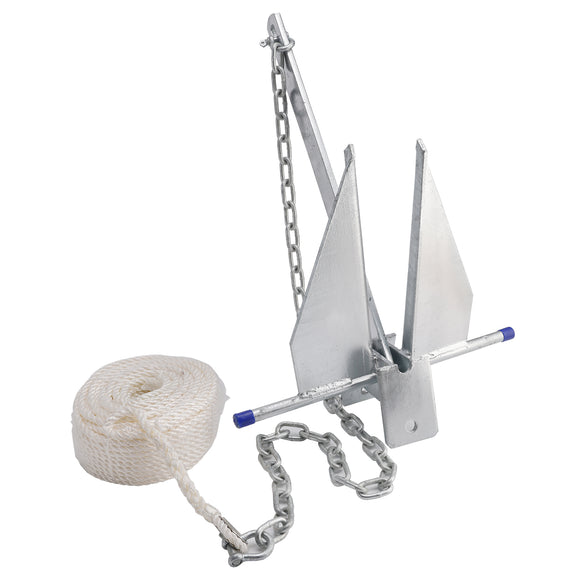 Hot-Dipped Boat Anchor Kit 13Lbs Sliding Anchor & Rope Set Silver Fits For Boat
