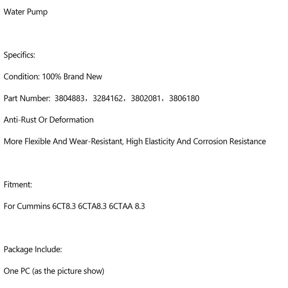 3804883 3806180 Wasserpumpe 3284162 3802081 Für Cummins 6CT8.3 6CTA8.3 6CTAA 8.3
